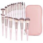 Makeup Brushes, 18 Pcs Professional Premium Synthetic Makeup Brush Set with Case, Foundation Kabuki Eye Travel Make up Brushes sets (Pink Gold)