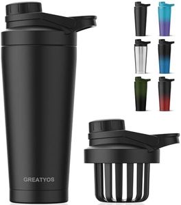 Greatyos Stainless Steel Shaker Bottle with Noise-Free Design - Patented 24 oz Insulated Metal Shakers Bottles Cup for Protein Mixes and Pre Workout 100% Leak Proof (Black)