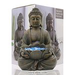 Goodeco Meditating Buddha Statue Sculpture - Outdoor Sitting Sculpture Decoration,Marble Finish with Lotus and Magical Glow in The Dark Pebbles and Glass Stones,Gift idea,Antique Bronze (12 in)