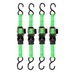 SmartStraps 468 Green 6' 1,500 lbs Capacity Retractable Ratchet Tie Down, (Pack of 4)