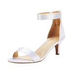 DREAM PAIRS Women's Low Kitten Heels Open Toe Comfortable Ankle Strap Party Dress Heeled Sandals Pump,Size 8,White,Fiona