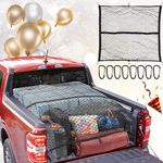 Update Elastic Truck Bed Extender,Truck Cargo Net, Elastic Mesh Net Organizer Trunk Bag Moving House Accessories Storage with 8 Metal Hooks(Highly Elastic 4'x4')