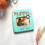 Baar Baar - Mumma, I'm Lucky! Dekho Photo Frame Fridge Magnets - Pack of 1 | Unique Wooden Travel Frames | Home Decor | Gift for Mother's Day | 10 X 10 CM