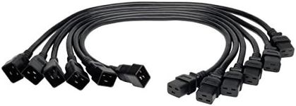 Tripp Lite Heavy-Duty Computer Power Extension Cord 6-Pack, 20A, 12AWG (IEC-320-C19 to IEC-320-C20) 2-ft.(P036-002-6)