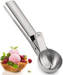 D Ice Cream Scoop, Stainless Steel Ice Cream Scooper with Trigger Release, Metal Cookie Scoops, Iceream Scoop Spoon for Meatball Frozen Yogurt Gelatos and Sundaes, Dishwasher Safe(Silver)