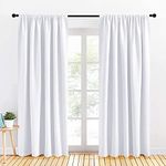 PONY DANCE White Curtains for Windows - Rod Pocket Curtain Panels/Draperie Light Filter Home Decoration, Wide 70 x Long 84 inches, Pure White, Set of 2