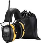 ZOHAN 042 Radio Ear Defenders, FM Safety Ear Protector Muffs, Garden Digital Hearing Protection, AM Noise Reduction Bonus Sturdy Leather Storage Bag, Ideal for Workshop, Mowing, Construction - Yellow