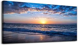 hyidecor art Wall Art Moon Sea Blue