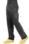 Endurance Mens Cargo Combat Work Trouser with Knee Pad Pockets and Reinforced Seams - 32R (Black, 32W/31L)