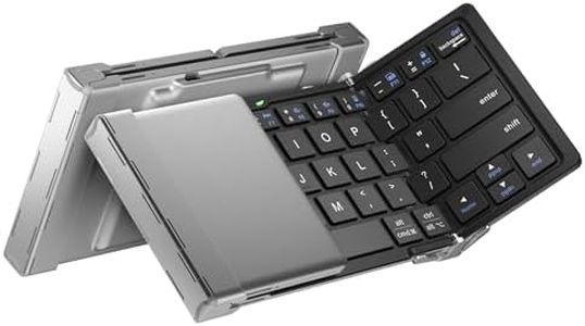Foldable Keyboard, iClever BK03 Portable Keyboard with Stand Holder (Sync Up to 3 Devices), Full-Size Bluetooth Keyboard for iPhone, iPad, Smartphone, Laptop, Tablet