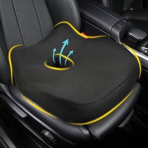 Car Seat Cushion, Ergonomic Memory Foam Car Cushion for Sciatica Pain Relief, Larger Driving Seat Pillow for Short Drivers on Long Drives - Butt Pillow for Truck, Office, Wheelchair - Classic Black