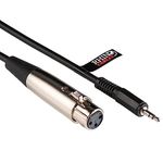 rhinocables XLR to 3.5mm Jack Cable, 3 pin Female Socket to Stereo Jack Audio Cable - 3.5mm Jack Aux Cable Connector for Microphone to PC - Microphone Cable XLR to Jack Adapter Lead DJ to Laptop (6m)