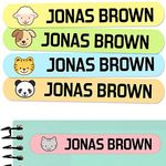 50 Personalized Waterproof Adhesive Labels for Marking Objects, School Supplies, Toys, 2.3x0.4 in, Vinyl Stickers with Fun Icons, Dishwasher Safe (Animals, Small)