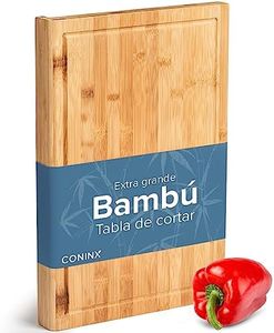 Coninx Tabla de Cortar Trinchar Tabla de Bambú - 45 cm x 30 cm x 2.5 cm Grande y Robusto Cocina - Tabla de Cortar de Madera de bambú con surco