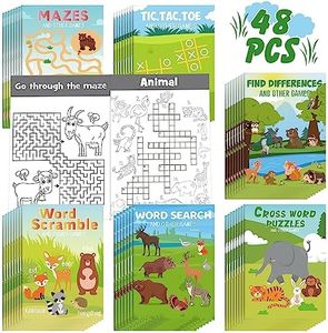 Hungdao 48 Pcs Woodland Animals Mini Activity Books for Boys and Girls, Fun and Games, Challenging Activities Include Mazes, Word Scramble and More Bulk Gifts for Students Party Classroom