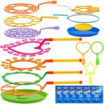 JOYIN Big Bubble Wands Set with with Tray, 21" Giant Bubble Wands Bulk for Kids, Summer, Outdoor Play Period & Birthday Party & Games, 6 Pcs Bubble Solution Suitable, Suitable for All Age People