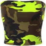 MixMatchy Women's Casual Strapless Basic Sexy Tube Top, C Neon Lime Camo, L