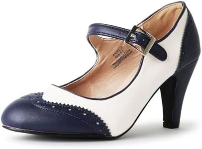 Kym Oxford Kitten Heel, Navy Cream, 8 B(M) US