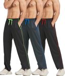 DWUGD'L 3Pack Men's Lightweight Sweatpants with Pockets Open Bottom Athletic Pants for Workout,Jogging,Gym,Running,Training (Set 2: L)