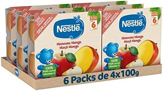 NESTLE Puré Manzana Mango, desde 4 meses, Pack de 6 ( 4x100g) , Fórmula mejorada