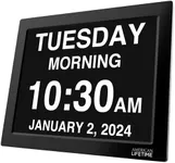 American Lifetime 【New 2024 Dementia Clock Large Digital Clock for Seniors, Digital Clock Large Display, Custom Alarms, Clock with Day & Date for Elderly, Large Number Digital Clock Black, 15 Inch