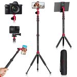 Mobile Phone Tripod Manbily 5-in-1 Camera Selfie Stick Tablet Desktop Tripod Monopod Extendable Travel Tripod Aluminum Extension Rod Ball Head Phone Pad Projector Holder Clip Carry Bag for Video Vlog