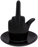 Stephanie Imports Black Ceramic Middle Finger Jewelry Ring Dish Tray
