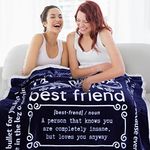 Best Friend Funny Gifts for Women - Best Friend Throw Blanket for Birthday, Friendship, Besties, BFF - Fun Gag Gift Ideas for Friends with Quotes, Sayings & Words 153x127 cm (Dark Blue, Sherpa)