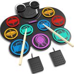 Clordeal Electric Drum Kit - Portable Foldable Kids Drum Pad Set with Stereo Speakers, 9 Pads Silicone Electronic Drums Set for Beginner, Birthday & Christmas Gifts