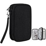 Ogetok Electronics Travel Cord Organizer Bag, Double Layers Travel Cable Storage Carry Case, Water Resistant Small Tech Accessories Pouch for Charger, Power Bank, Mouse, Earphone, SD Card (Black)