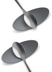 Carrotez Small Silicone Coffee Spoon Rest 2 pcs (0.2" x 1.6" x 3.74"), Spoon Holder Flexible almond-Shaped for Next to Coffee Maker - Kitchen Utensil Rest, Deep Grey