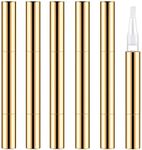 Lil Ray 3ml Empty Nail Oil Pen with Brush, Twist Pen for Tooth Whitening, Gel Lip Gloss Container, Eyelash Growth Liquid Tube, Gold/6PCS, 3ML/6PCS