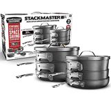 GRANITESTONE Granite Stone Stack Master 10 Piece Cookware Set, Large, Black