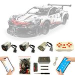 Motor and Remote Control Upgrade Kit for Lego Technic Porsche 911 RSR 42096 Model, 3 Motors, Metal Shaft, Power Functions Set Compatible with Lego 42096 Building Block Model(Model not Included)