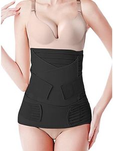 3 in 1 Postpartum Belly Band Support Recovery wrap Belly/Waist/Pelvis Belts Girdles for Women Waist Trainer Shapewear (Black)