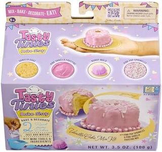 Goliath Tasty Tinies Bake Shop Vanilla Cake Mix Kit with Pink Pop Sprinkles & Pink Vanilla Frosting | Bake & Decorate 2 Real Mini Cakes | Includes Mini Tools & Ingredients | Ages 6+