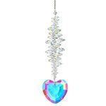 H&D HYALINE & DORA Heart Shaped Suncatcher,Crystal Colorful Beads Prisms Pendant,Sun Catcher Crystals for Windows,Indoor Outdoor Garden Hanging Ornament Gifts