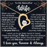 LAZYGIFT Husband To Wife Necklace Present Forever Love Jewelry Gift to My Hot Wife for Annivrsary, Stainless Steel, Cubic Zirconia, Golden