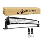 SKYWORLD Curved LED Light Bars, 32 inch 405W Triple Row Spot Flood Combo Beam Off-road Driving Fog Light for Offroad Boat Truck 4WD SUV Boat ATV 4x4 Pickup