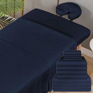 XOLLOZ Massage Sheets 4 Set Bundle - 120GSM Double Brushed Premium Microfiber Massage Sheets Sets - Fits All Standard Massage Tables - Stain, Oil & Wrinkle-Resistant - Cost Effective (Dark Blue)
