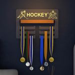 CoolGift Mart Light Up Medal Hanger Display, Ice Hockey Player Goalie Sports Themed Ribbon Holder for Wall - Tiered Award Rack