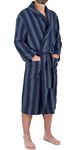 John Christian Men's Lightweight Brushed Cotton Dressing Gown, Navy Stripe (M)