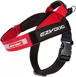 EzyDog Express Harness - Comfortable Dog Harness for Small, Medium and Large Dogs, Easy to Fit, Padded, Reflective (S, Red)