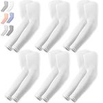 Outdoor Essentials Compression,sun Sleeves - UV Protection Arm Sleeves, 6 Pairs: White - For Men & Women - Cooling Sleeves, Golf, Basketball