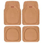 Motor Trend MT-921-BG FlexTough Tortoise-Heavy Duty Rubber Floor Mats for All Weather Protection-Deep Dish, Beige