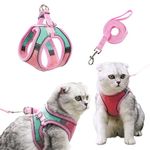 BendJoy® Cat Harness with Leash for Outdoor, Escape Proof - 1.2m Leash for Cats, Cat Belt Adjustable Size Breathable Cat Vest Strap, Cat Leash with Harness for Small Medium & Large Cat and Dog