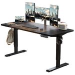 Electric Height Adjustable Standing Desk, Radlove 63x 30 Inches Stand Up Desk Workstation, Splice Board Home Office Computer Standing Table Ergonomic Desk (Black+ Brown, 63x30'')