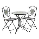 Home Source Outdoor Garden Metal Bistro, Table & 2 Chairs, Black, 3 Piece Set