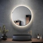 ELEGANT 600x600mm Round Illuminated LED Light Bathroom Mirror Backlit Makeup Mirror with Sensor Touch Control,Dustproof &Anti-fog,Warm White Light