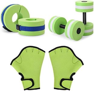 Water Dumbbells Set, 6 Pieces Water Aerobic Exercise Foam Dumbbell Set Pool Resistance, Detachable Aquatic Dumbells, Resistance Gloves, Aquatic Cuffs, Water Workout Fitness Tools for Weight Loss,